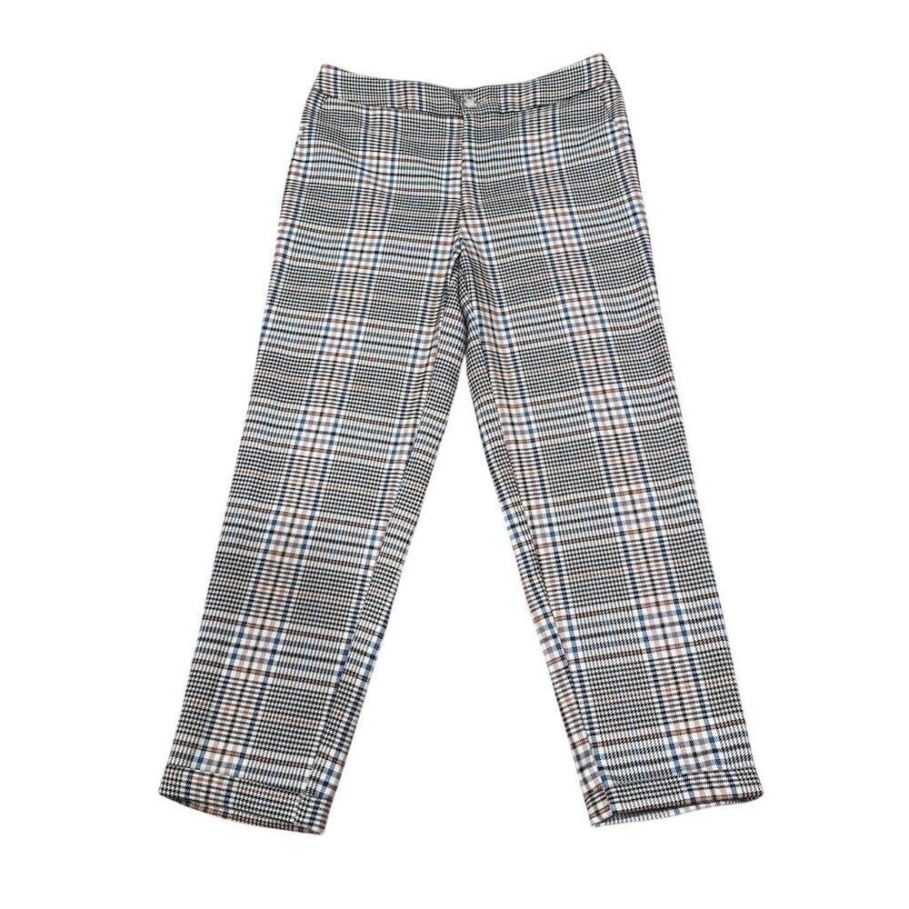 Anthropologie Plaid Ankle Pants Sz 4 Slim Straight Ankle Length Academia Preppy